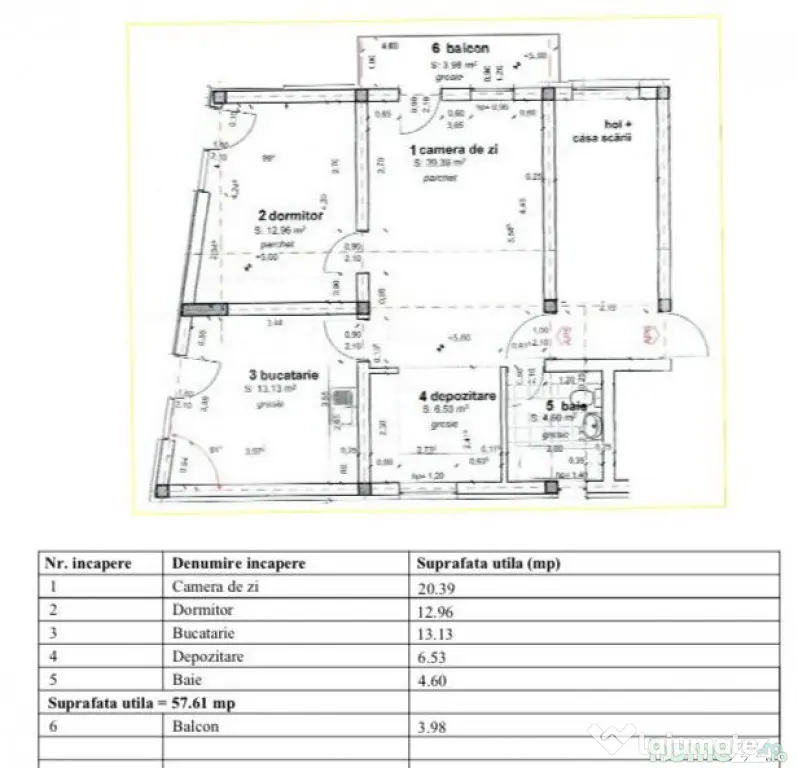 Apartament 3 camere, 58 mp, zona Centrala - Turda (Cluj)