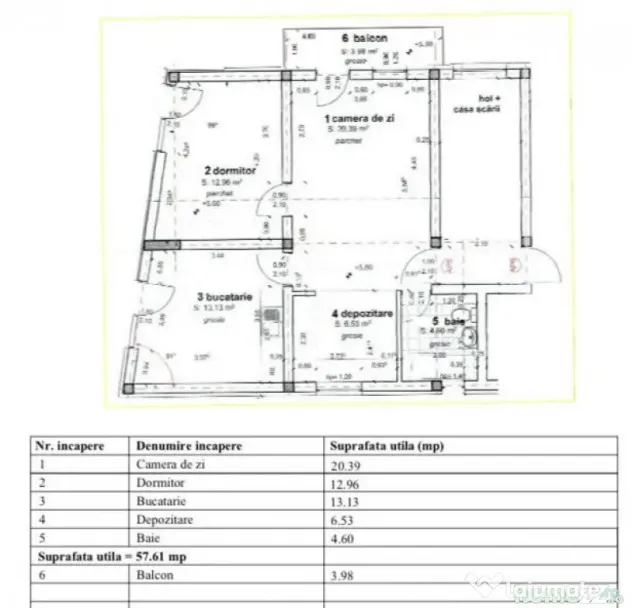 Apartament 3 camere, 58 mp, zona Centrala - Turda (Cluj)
