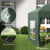 Outsunny Cort 2x2 m impermeabil cu 4 pereti detasabili, cort pliabil din metal si poliester cu husa de transport, Verde 