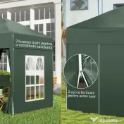 Outsunny Cort 2x2 m impermeabil cu 4 pereti detasabili, cort pliabil din metal si poliester cu husa de transport, Verde 