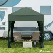Outsunny Cort 2x2 m impermeabil cu 4 pereti detasabili, cort pliabil din metal si poliester cu husa de transport, Verde 