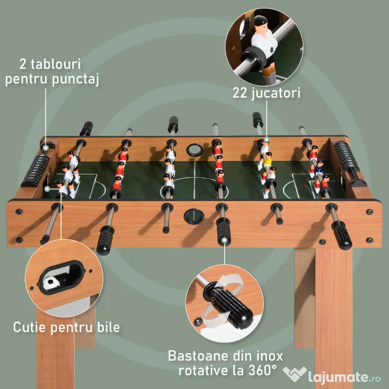 HOMCOM Teren de Fotbal Balilla Profesionala in Lemn MDF, 87x 4 x78cm | Aosom Romania