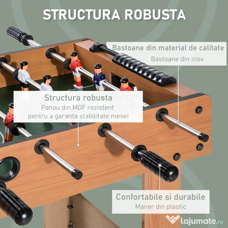 HOMCOM Teren de Fotbal Balilla Profesionala in Lemn MDF, 87x 4 x78cm | Aosom Romania