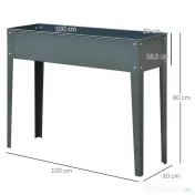 Outsunny Jardiniera Metalica Inaltata cu 3 Orificii de Scurgere, 100x30x80cm | Aosom Romania
