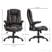 HOMCOM Fotoliu cu 6 Puncte de Masaj și Înălțime Reglabilă, 62x68x111-121 cm, Maro | Aosom Romania