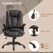 HOMCOM Fotoliu cu 6 Puncte de Masaj și Înălțime Reglabilă, 62x68x111-121 cm, Maro | Aosom Romania