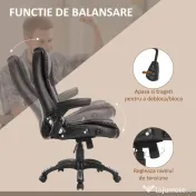 HOMCOM Fotoliu cu 6 Puncte de Masaj și Înălțime Reglabilă, 62x68x111-121 cm, Maro | Aosom Romania