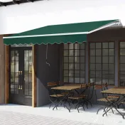Copertină Retractabilă Manuală Outsunny pentru Verandă, 3x2 m, Verde | Aosom Romania 