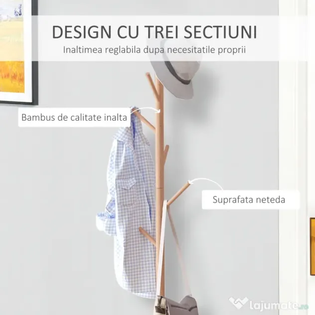 Cuier Dulap pantofi cu 6 Agatatoare in Bambù, Alb, 40x30x180cm HOMCOM | Aosom Romania