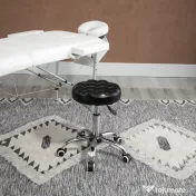 Taburet Reglabil HOMCOM cu Înălțime Ajustabilă, 5 Roti Pivotante, din Oțel și Piele Ecologică, Ф48x47-59cm, Negru | Aosom Romania