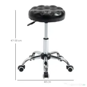Taburet Reglabil HOMCOM cu Înălțime Ajustabilă, 5 Roti Pivotante, din Oțel și Piele Ecologică, Ф48x47-59cm, Negru | Aosom Romania