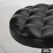 Taburet Reglabil HOMCOM cu Înălțime Ajustabilă, 5 Roti Pivotante, din Oțel și Piele Ecologică, Ф48x47-59cm, Negru | Aosom Romania