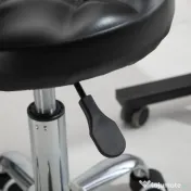 Taburet Reglabil HOMCOM cu Înălțime Ajustabilă, 5 Roti Pivotante, din Oțel și Piele Ecologică, Ф48x47-59cm, Negru | Aosom Romania