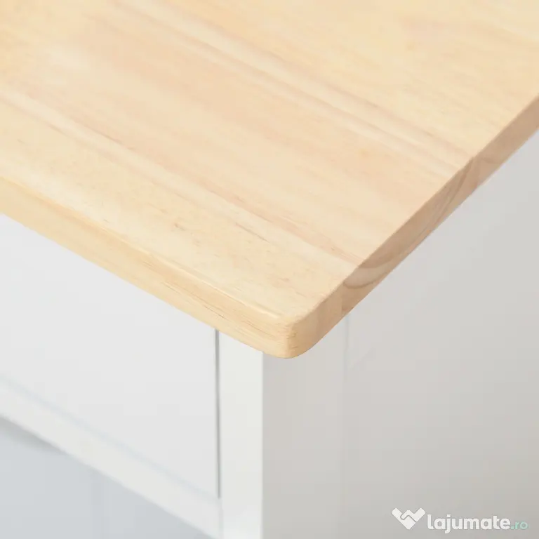 HOMCOM Cărucior Bucătărie cu Suport Sticle, Lemn de Cauciuc și MDF, 67x37x87cm, Design Elegant, Alb | Aosom Romania