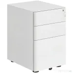 Vinsetto Fiset Metalic cu 3 Sertare și Sistem de Blocare, Mobilier de Birou pe Roti, 39x48x59cm, Design Compact, Alb | Aosom Romania