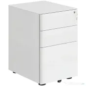 Vinsetto Fiset Metalic cu 3 Sertare și Sistem de Blocare, Mobilier de Birou pe Roti, 39x48x59cm, Design Compact, Alb | Aosom Romania 