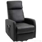 Fotoliu rabatabil cu sistem de ridicare, captusit, electric, 145° cu suport pentru picioare cu telecomanda din PU negru HOMCOM | Aosom Romania