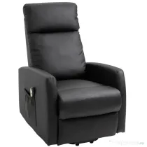 Fotoliu rabatabil cu sistem de ridicare, captusit, electric, 145° cu suport pentru picioare cu telecomanda din PU negru HOMCOM | Aosom Romania