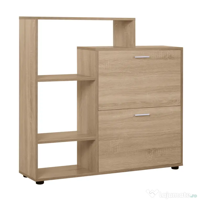 HOMCOM Dulap Pantofi Design Modern 20 Perechi pentru Hol in Lemn 101,5 x 25,5 x 98 cm | Aosom Romania