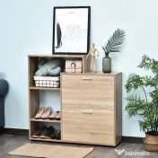 HOMCOM Dulap Pantofi Design Modern 20 Perechi pentru Hol in Lemn 101,5 x 25,5 x 98 cm | Aosom Romania 