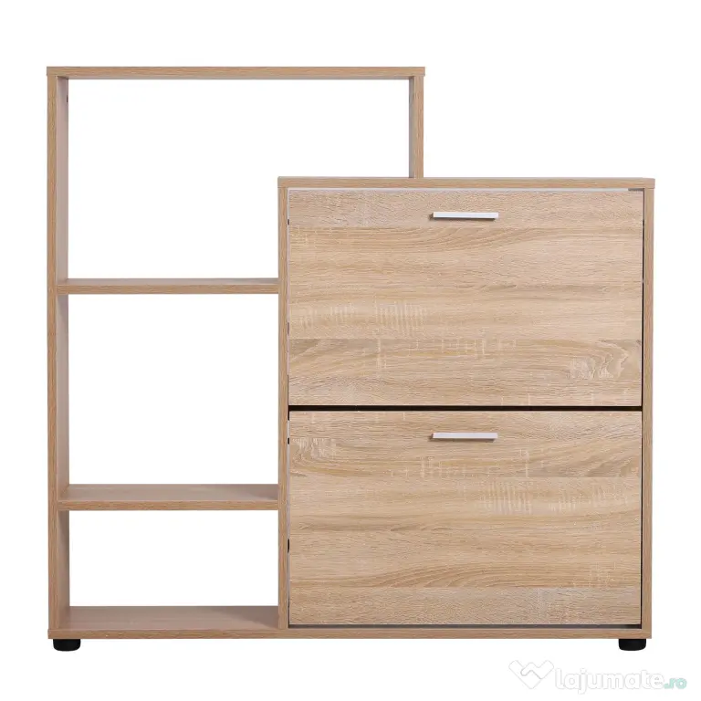 HOMCOM Dulap Pantofi Design Modern 20 Perechi pentru Hol in Lemn 101,5 x 25,5 x 98 cm | Aosom Romania
