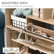 HOMCOM Dulap Pantofi Design Modern 20 Perechi pentru Hol in Lemn 101,5 x 25,5 x 98 cm | Aosom Romania 