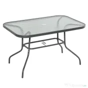 Outsunny Masa pentru Gradina din Metal si Sticla cu Orificiu pentru Umbrela120x80x70cm