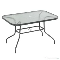 Outsunny Masa pentru Gradina din Metal si Sticla cu Orificiu pentru Umbrela120x80x70cm