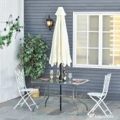 Outsunny Masă Pliabilă pentru Grădină cu Gaură pentru Umbrelă, Mobilier Exterior din Metal și Sticlă, 120x80x70 cm | Aosom Romania 