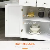 HOMCOM Cărucior Bucătărie cu 3 Niveluri, 2 Sertare Culisante, 4 Roți, Raft Reglabil, Design Modern, Alb și Lemn Natural, 89x45x89cm | Aosom Romania 