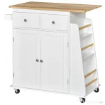 HOMCOM Carucior de bucatarie suport condimente cu 3 niveluri si 4 roti din MDF si PAL, 89x45x89.5cm, alb