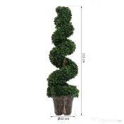Outsunny Plantă Artificială Decorativă Buxus în Spirală cu Ghiveci Inclus, Ф32x120 cm, Verde | Aosom Romania 