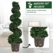 Outsunny Plantă Artificială Decorativă Buxus în Spirală cu Ghiveci Inclus, Ф32x120 cm, Verde | Aosom Romania 
