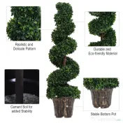 Outsunny Plantă Artificială Decorativă Buxus în Spirală cu Ghiveci Inclus, Ф32x120 cm, Verde | Aosom Romania 
