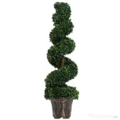 Outsunny Plantă Artificială Decorativă Buxus în Spirală cu Ghiveci Inclus, Ф32x120 cm, Verde | Aosom Romania 