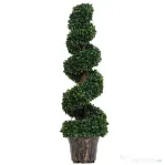 Outsunny Plantă Artificială Decorativă Buxus în Spirală cu Ghiveci Inclus, Ф32x120 cm, Verde