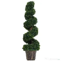 Outsunny Plantă Artificială Decorativă Buxus în Spirală cu Ghiveci Inclus, Ф32x120 cm, Verde