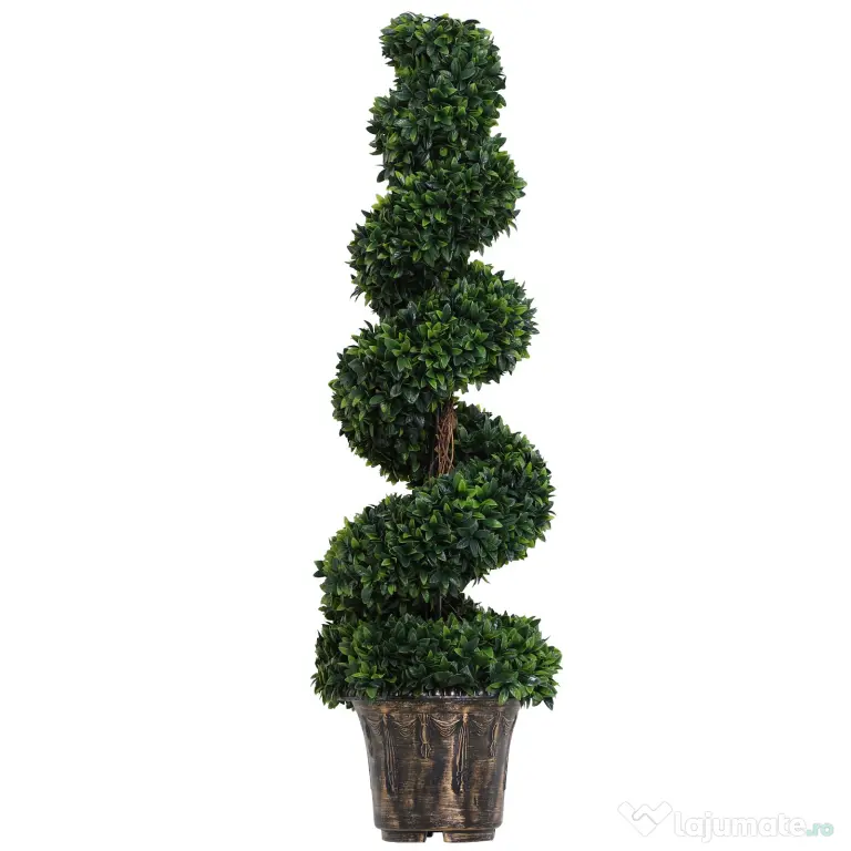 Outsunny Plantă Artificială Decorativă Buxus în Spirală cu Ghiveci Inclus, Ф32x120 cm, Verde