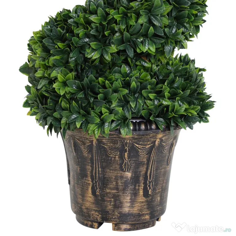 Outsunny Plantă Artificială Decorativă Buxus în Spirală cu Ghiveci Inclus, Ф32x120 cm, Verde