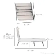 Outsunny Șezlong Pliabil cu Spătar Reglabil pe 5 Nivele și Pernă, Șezlong de Grădină cu Material Texteline, pentru Plajă, Piscină, Grădină, 182x56x28 cm, Crem | Aosom Romania 