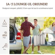 Outsunny Șezlong Pliabil cu Spătar Reglabil pe 5 Nivele și Pernă, Șezlong de Grădină cu Material Texteline, pentru Plajă, Piscină, Grădină, 182x56x28 cm, Crem | Aosom Romania 