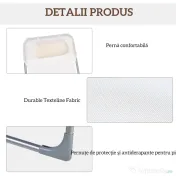 Outsunny Șezlong Pliabil cu Spătar Reglabil pe 5 Nivele și Pernă, Șezlong de Grădină cu Material Texteline, pentru Plajă, Piscină, Grădină, 182x56x28 cm, Crem | Aosom Romania 