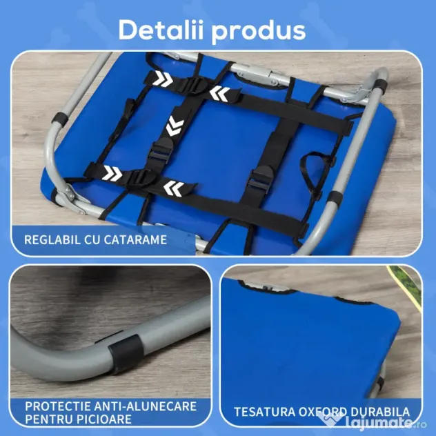 PawHut Saltele Pliabile Oxford pentru Câini, Confort Exterior/Interior, Albastru, 59x46x15cm | Aosom Romania