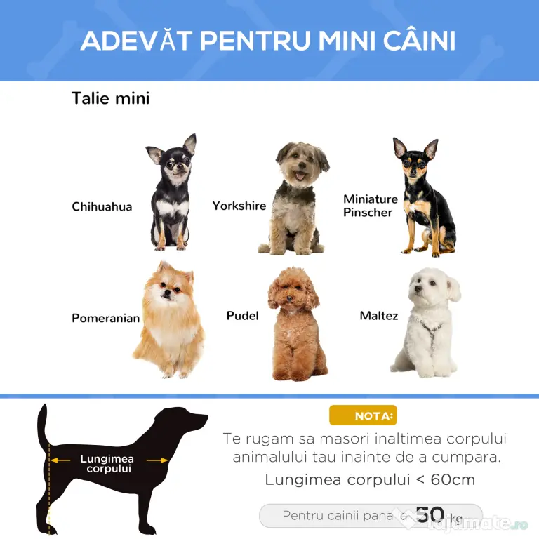 PawHut Saltele Pliabile Oxford pentru Câini, Confort Exterior/Interior, Albastru, 59x46x15cm | Aosom Romania