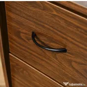 HOMCOM Masă de Birou Modernă cu Suport pentru Computer, Sertare, Poliță Extensibilă și Suport pentru Tastatură, 120x55x85 cm, Maro | Aosom Romania