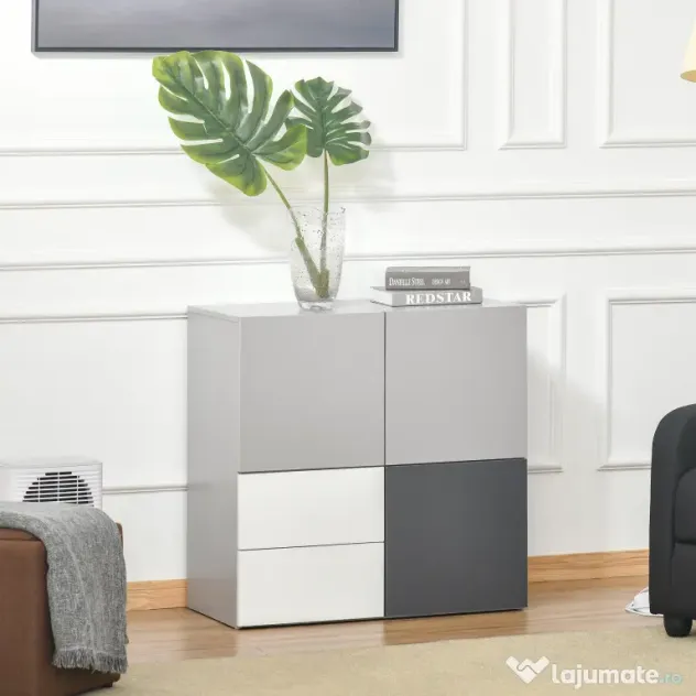 HOMCOM Dulap multifunctional cu sertare si usi, mobilier pentru Camera de zi Dormitor Birou
