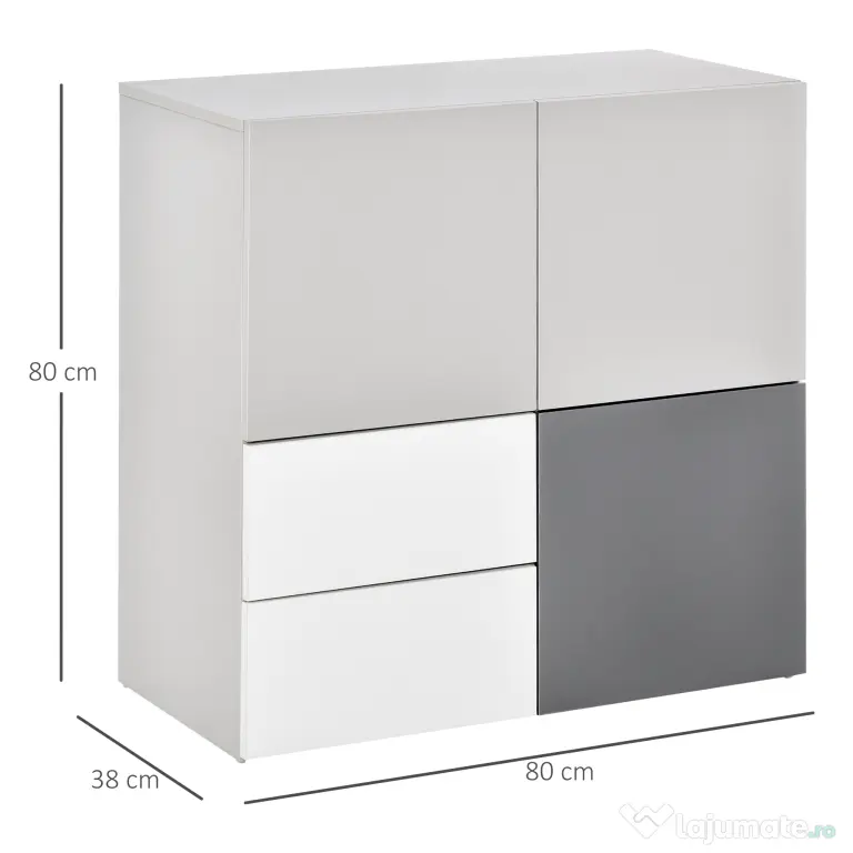 HOMCOM Dulap multifunctional cu sertare si usi, mobilier pentru Camera de zi Dormitor Birou