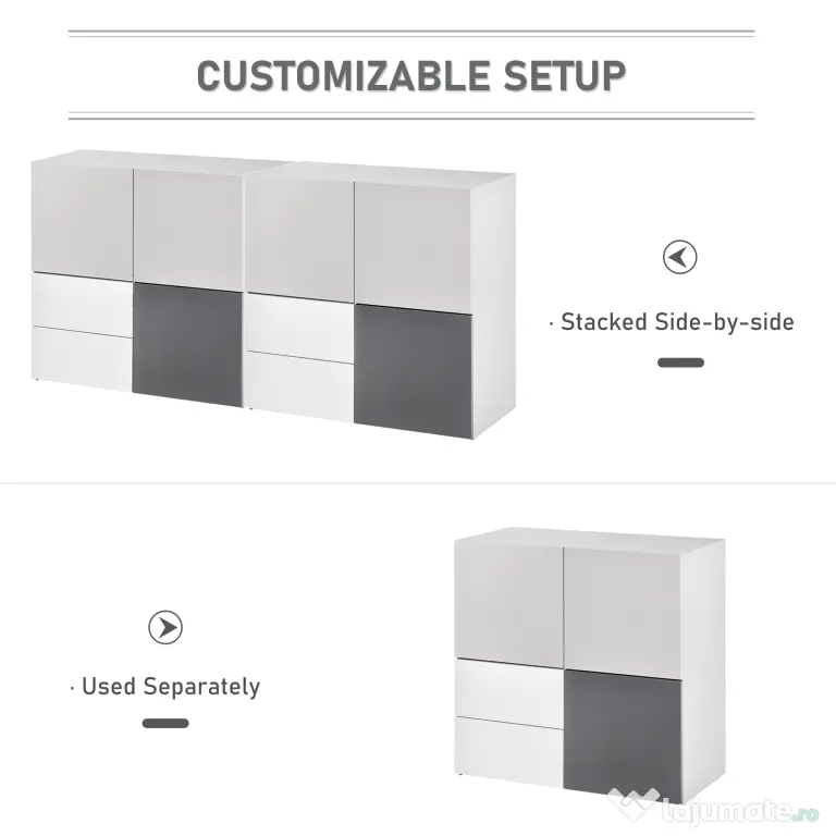 HOMCOM Dulap multifunctional cu sertare si usi, mobilier pentru Camera de zi Dormitor Birou