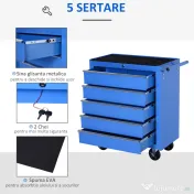 Homcom Carucior Atelier – Organizator 5 Sertare pentru Ustensile 