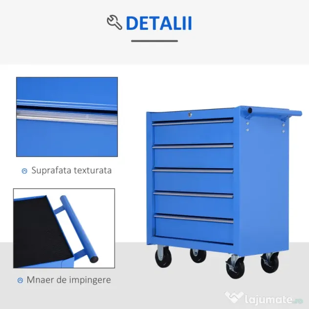 Homcom Carucior Atelier – Organizator 5 Sertare pentru Ustensile